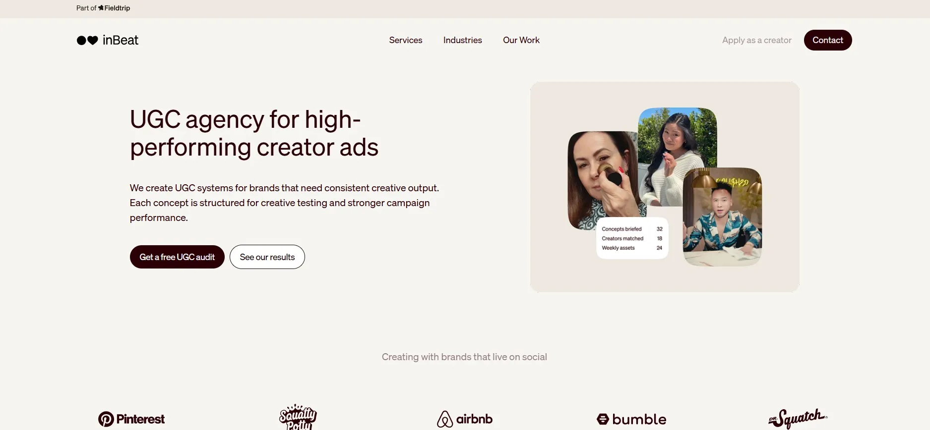 inBeat creates high-performing creator ads for brands that live on social. 