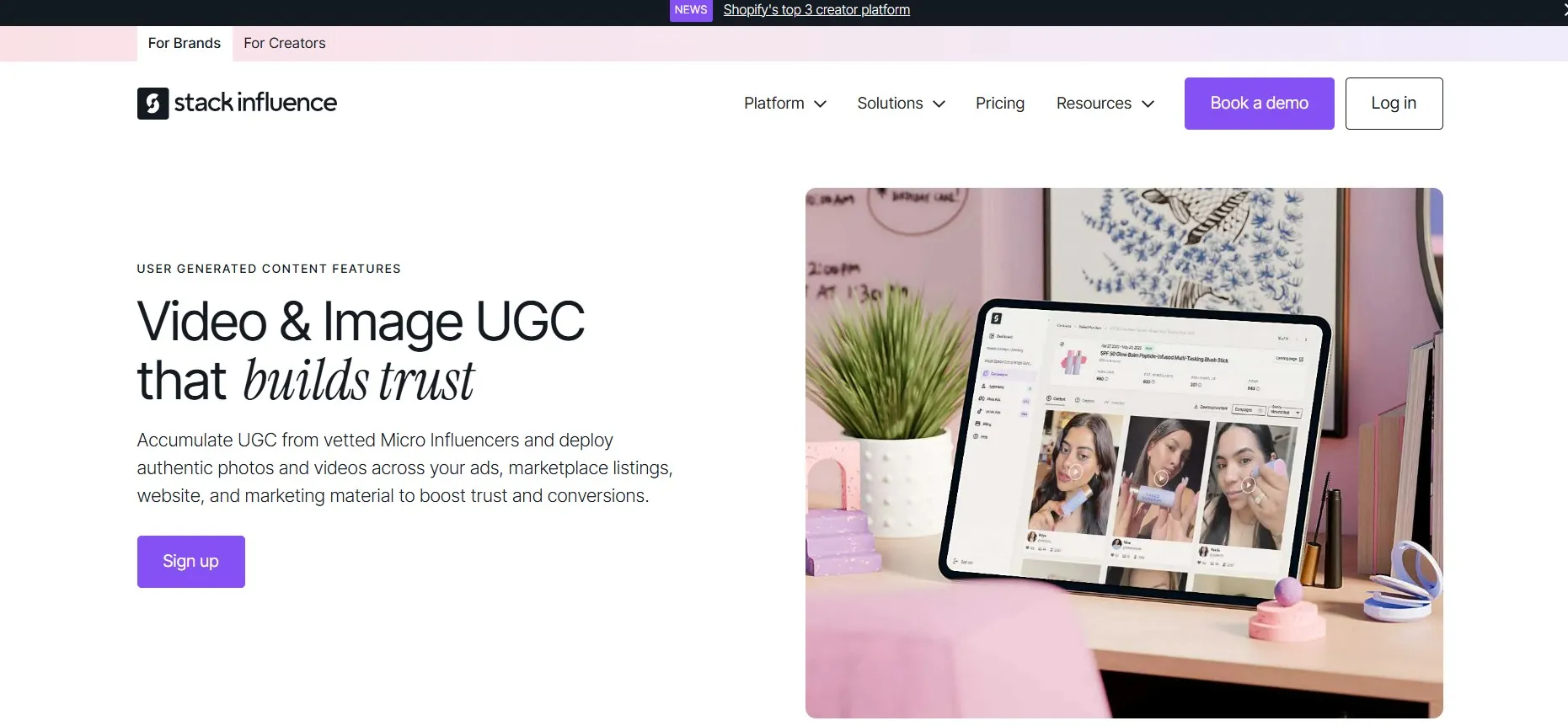 Stack Influence helps brands gather creator photos and videos.