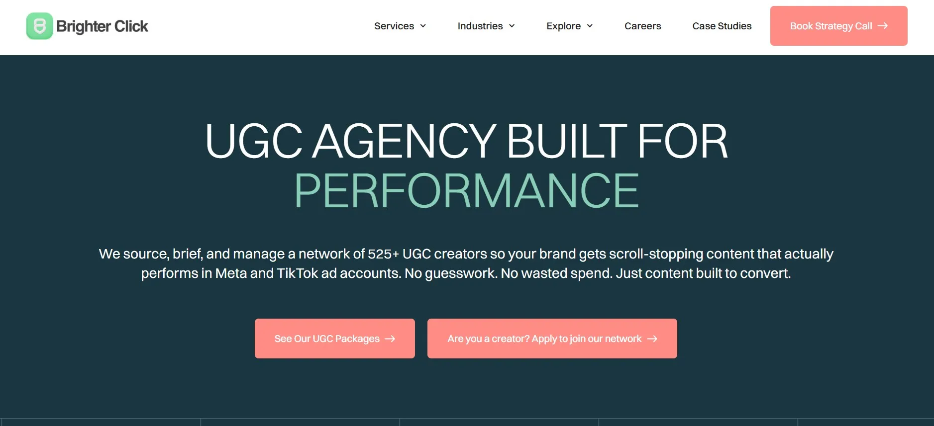Brighter Click builds creator ads tied to paid social performance.