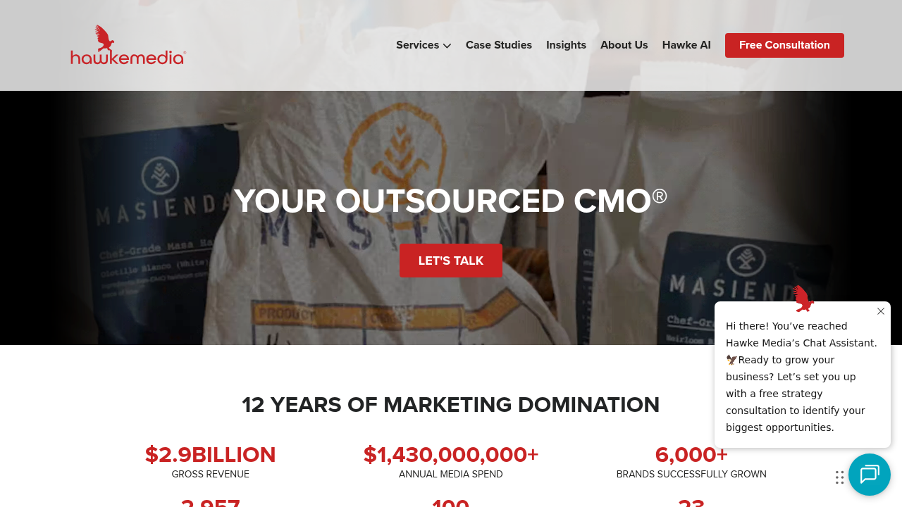 Screenshot of https://www.hawkemedia.com