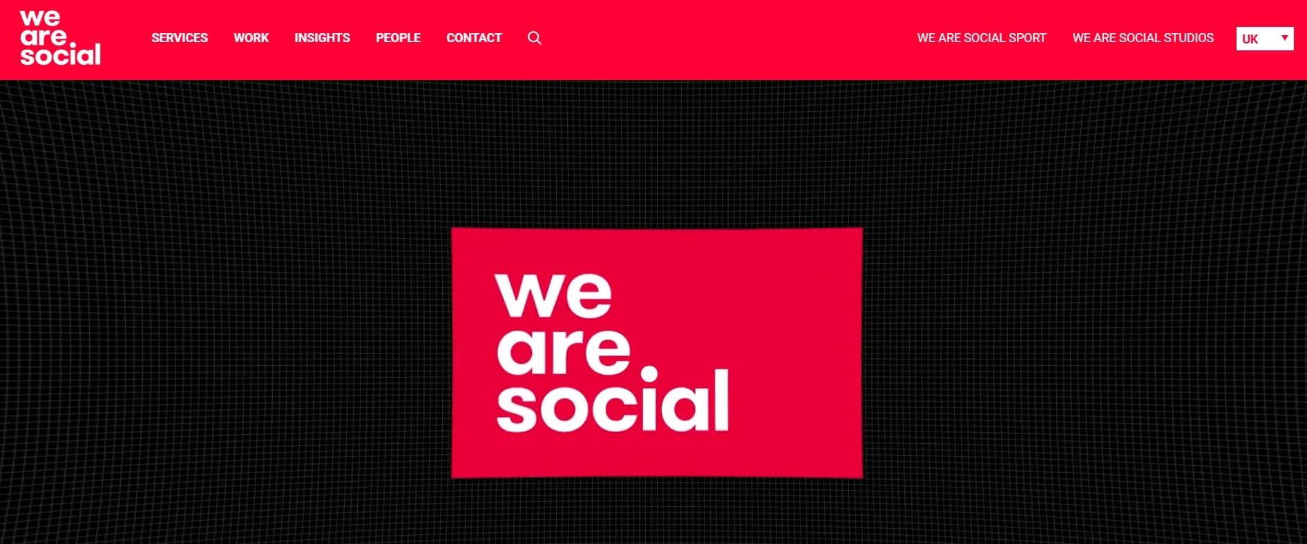Screenshot of the homepage of We Are Social, a UK digital marketing agency.