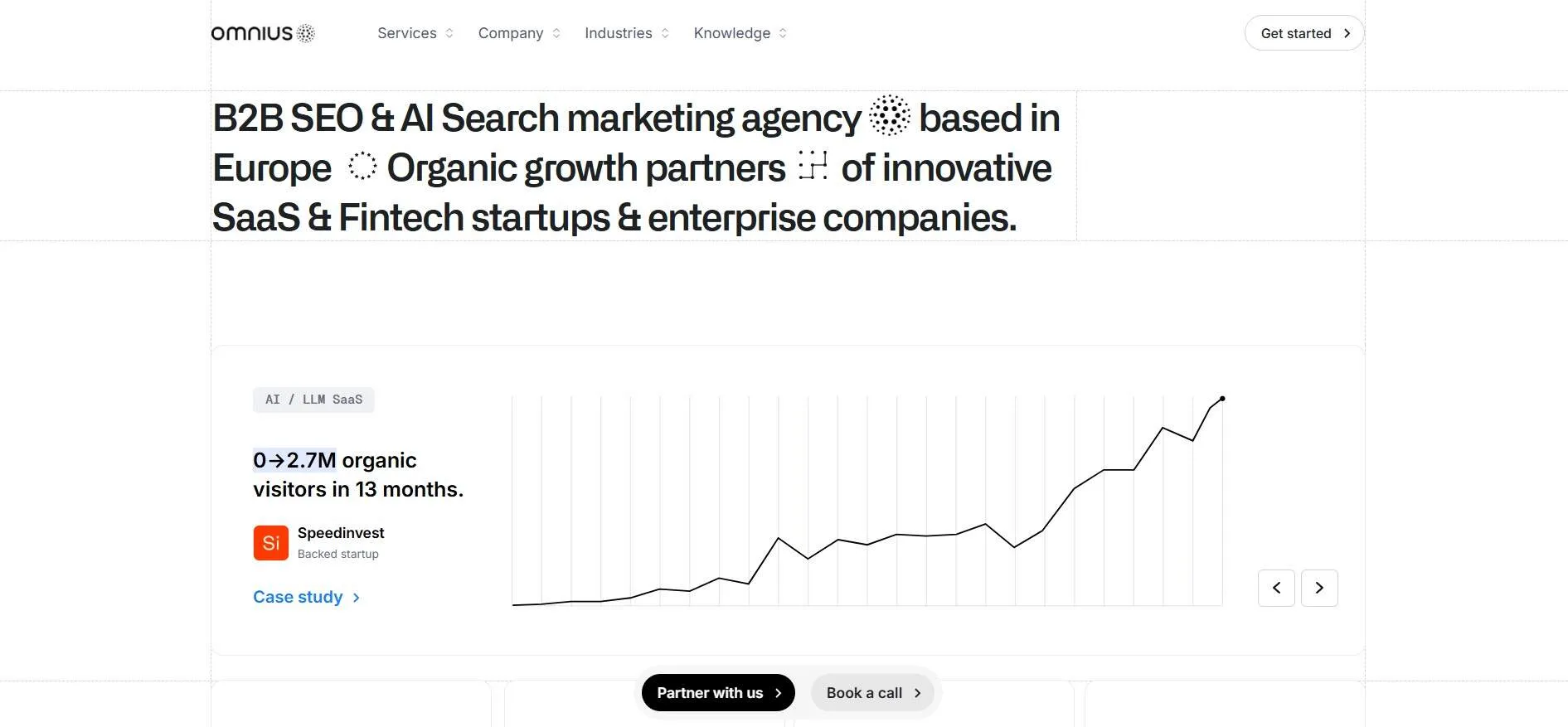 Screenshot of the homepage of Omnius, a UK digital marketing agency.