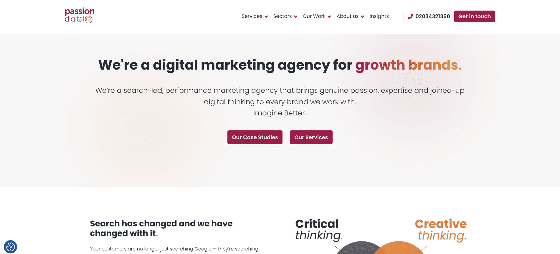 passion homepage screenshot