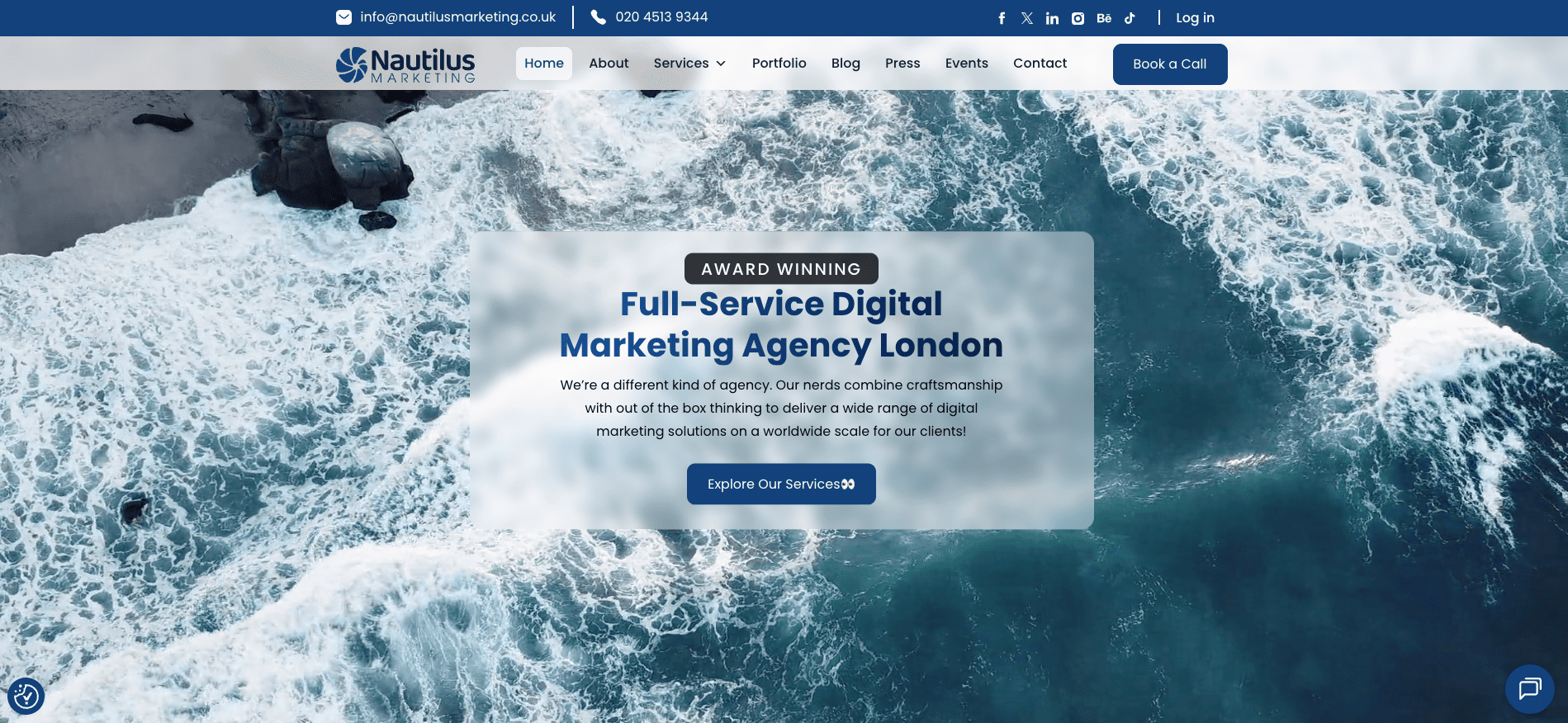 nautilus marketing homepage screenshot