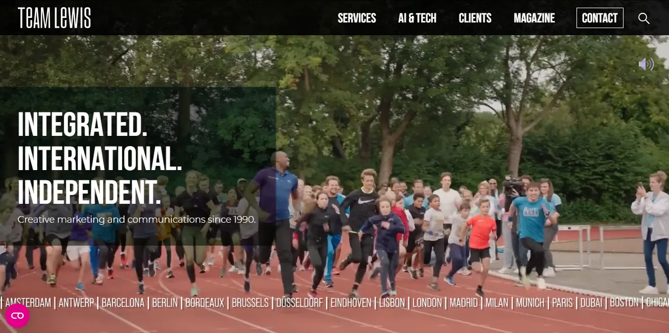 Screenshot of the homepage of TEAM LEWIS, a digital marketing agency in Washington, DC.