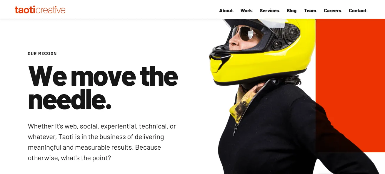 Screenshot of the homepage of Taoti Creative, a digital marketing agency in Washington, DC.