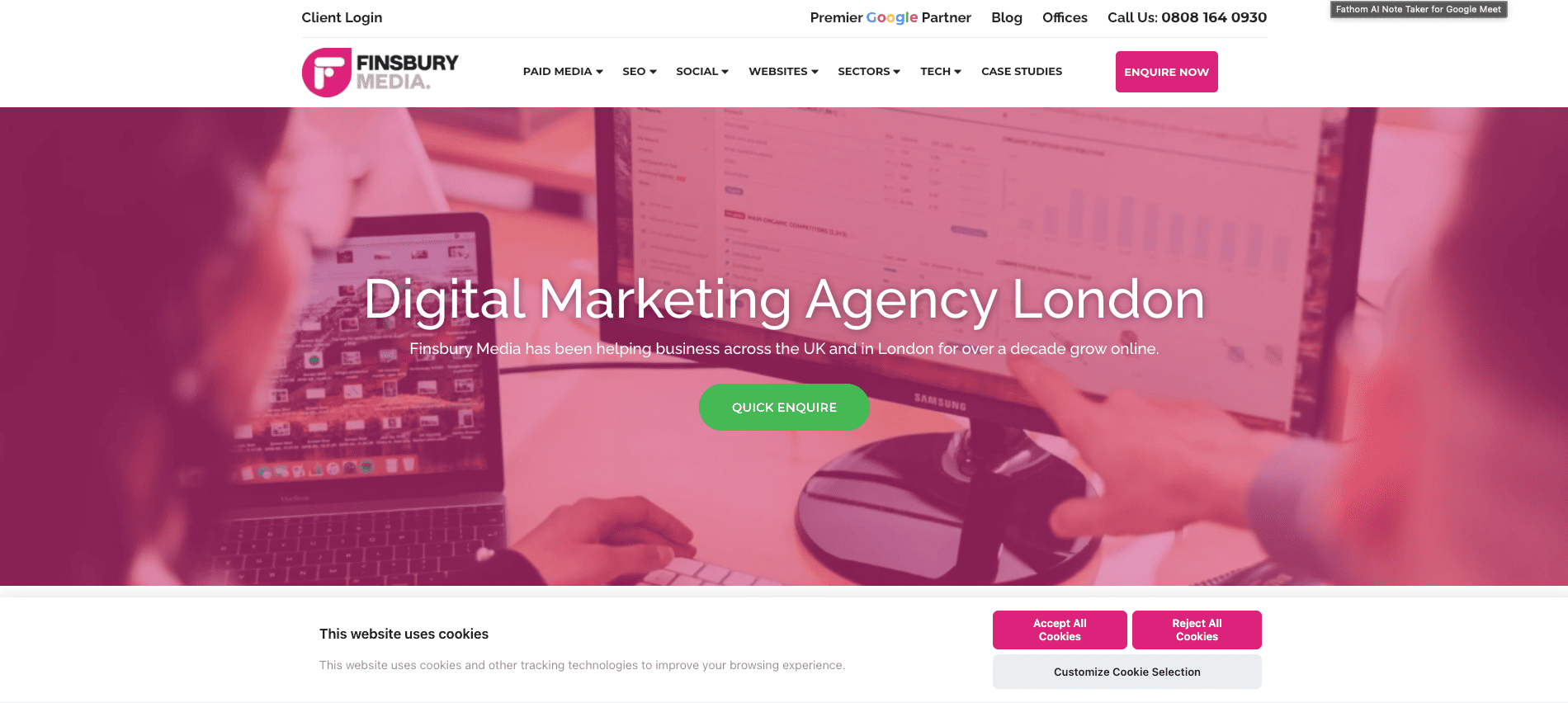 Finsbury Media homepage screenshot