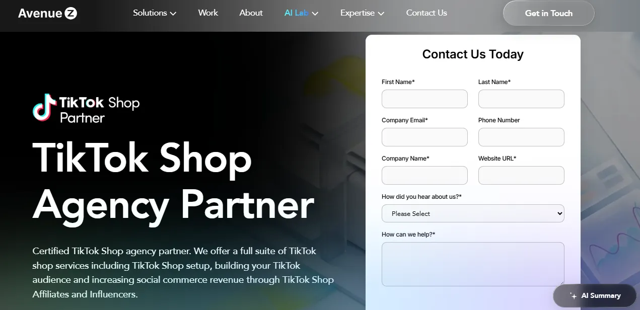 TikTok Shop Agency - Avenue Z