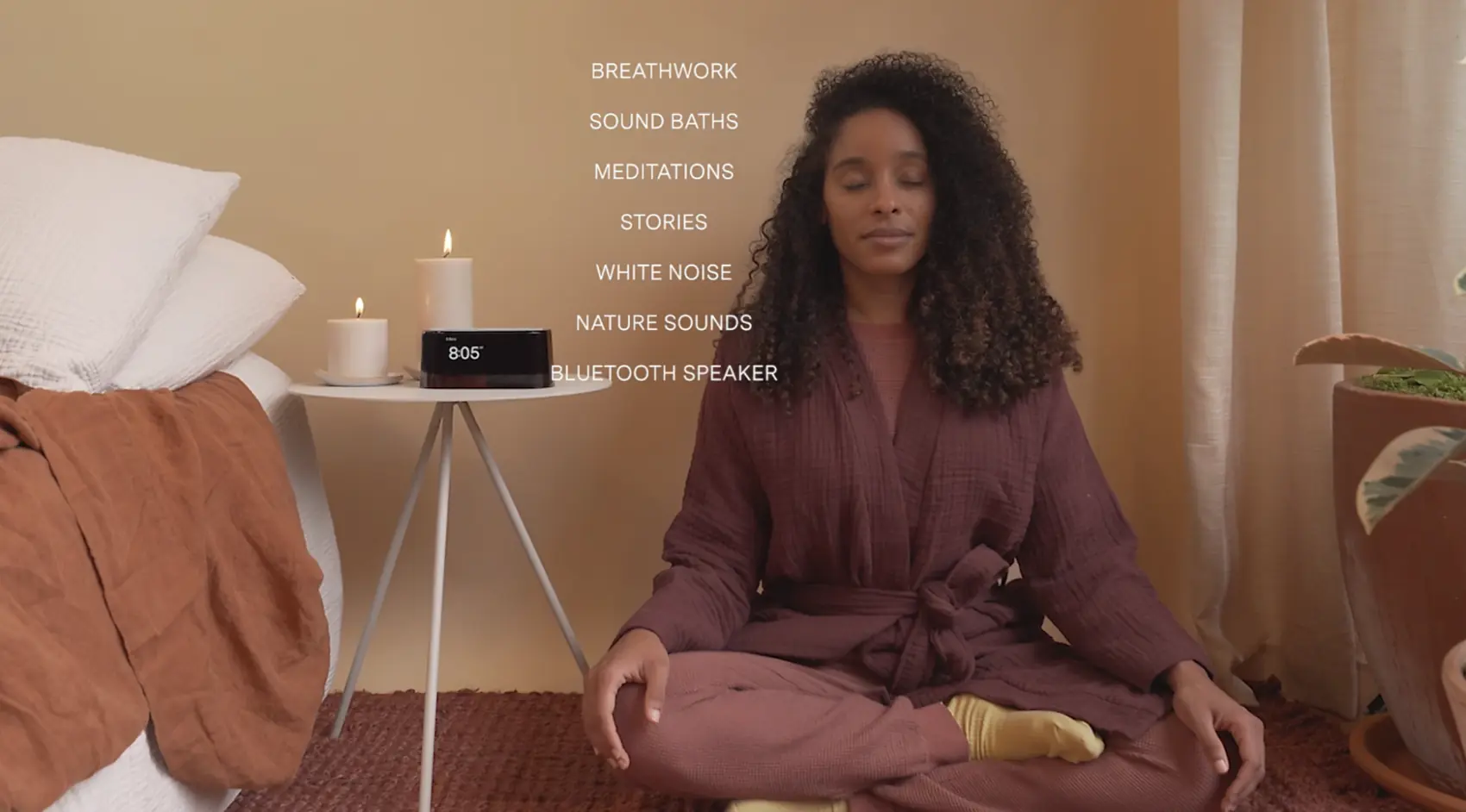 Loftie smart alarm clock shown in a Sponsored Brands video ad