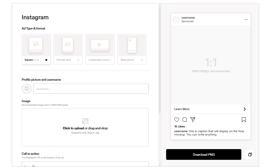 inBeat.co's Instagram Ad Mockup Generator for testing influencer ad creatives at volume