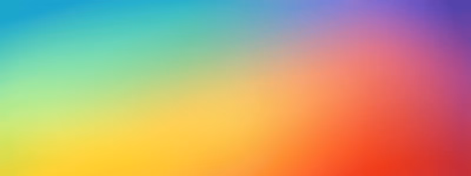 Gradient background transitioning smoothly through green, yellow, orange, red, purple, and blue hues.