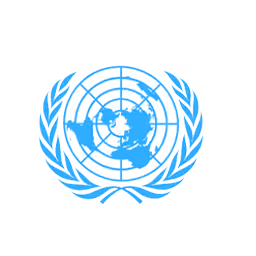 United Nations emblem featuring a world map surrounded by olive branches.