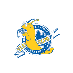 University of California Santa Cruz logo featuring a smiling yellow slug holding a banner that reads 'Play Fiat Slug Vinzi'.