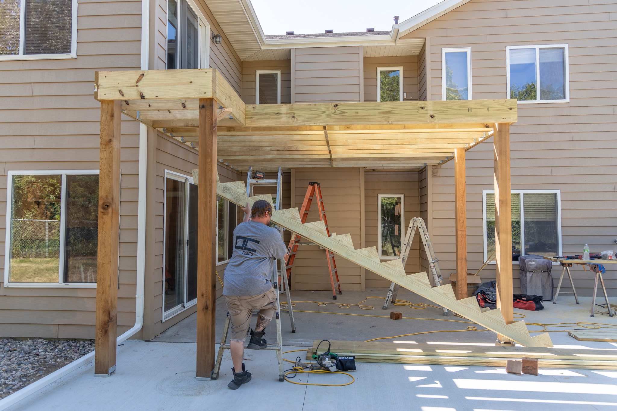 New deck being framed.
