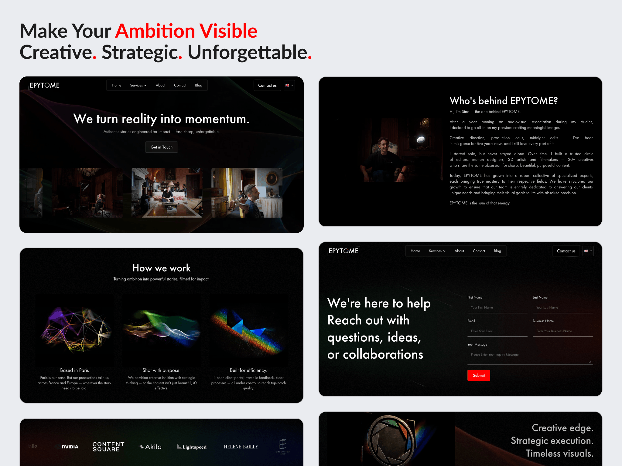 A video agency that wanted to stop looking cheap, redesigned in Figma and rebuilt in Framer around two clearly separated service lines and handed over for the client to run himself.