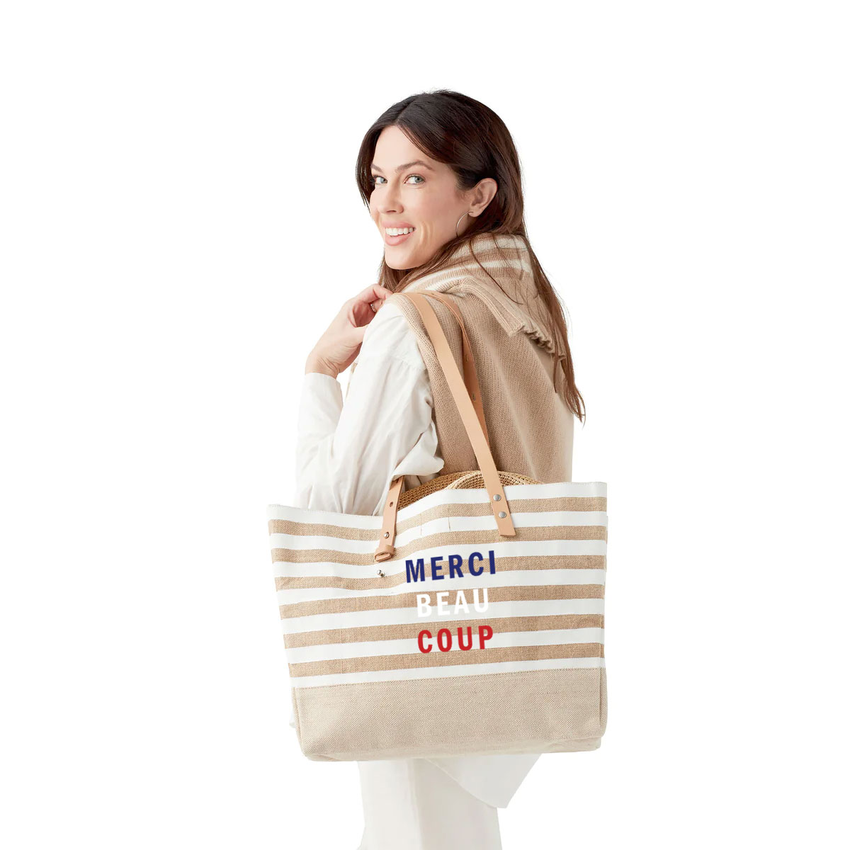 A market bag hanging on a chair at an event