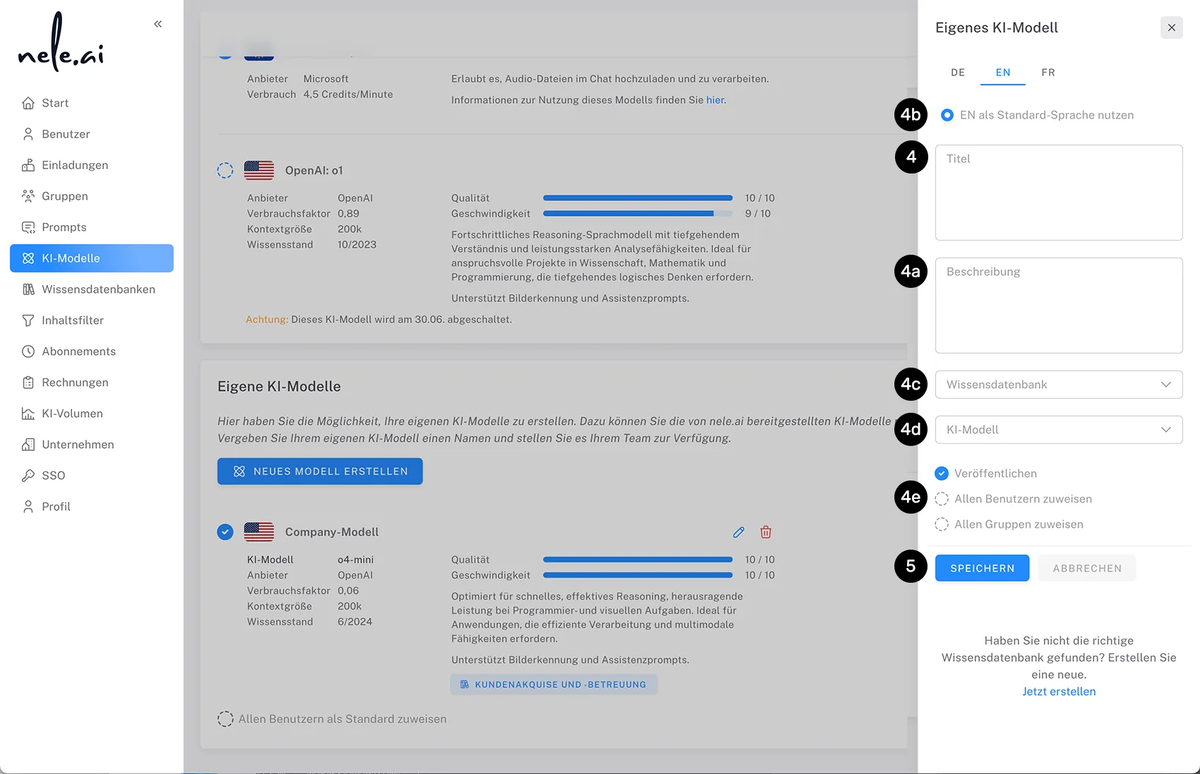 Create your own Ki model in the admin area.