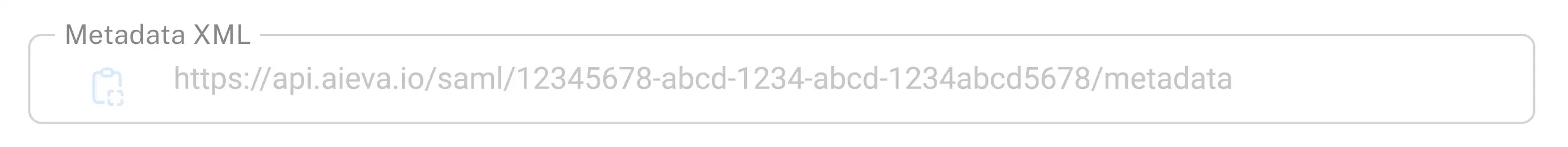 Eingabefeld zur Darstellung der Metadata XML zum Herauskopieren.