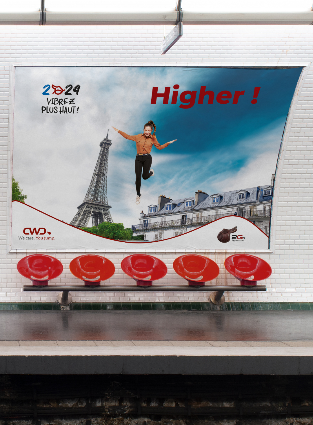 Affiche publicitaire de la campagne Paris de CWD dans une station de métro parisienne