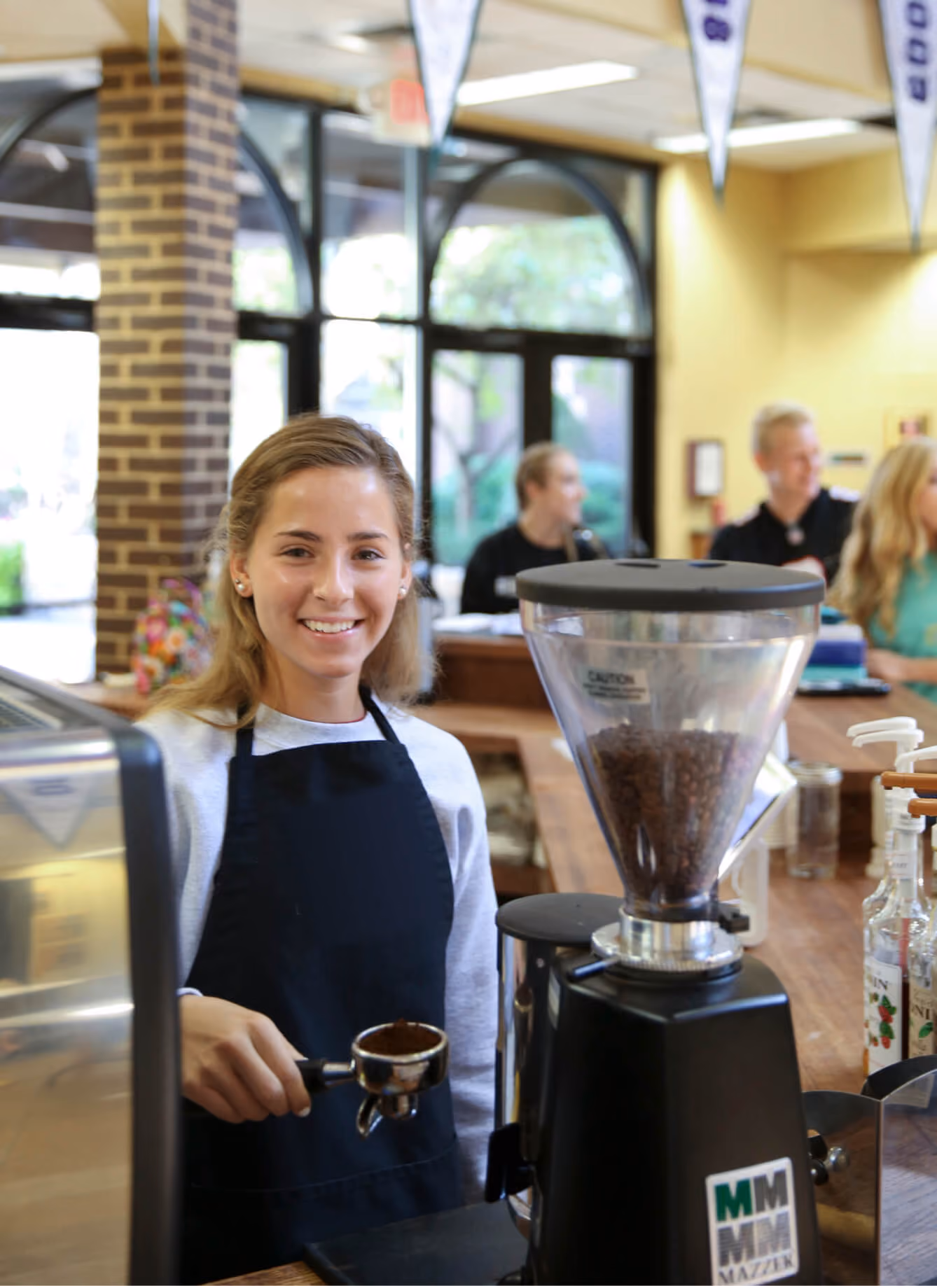 Student working in coffee shop