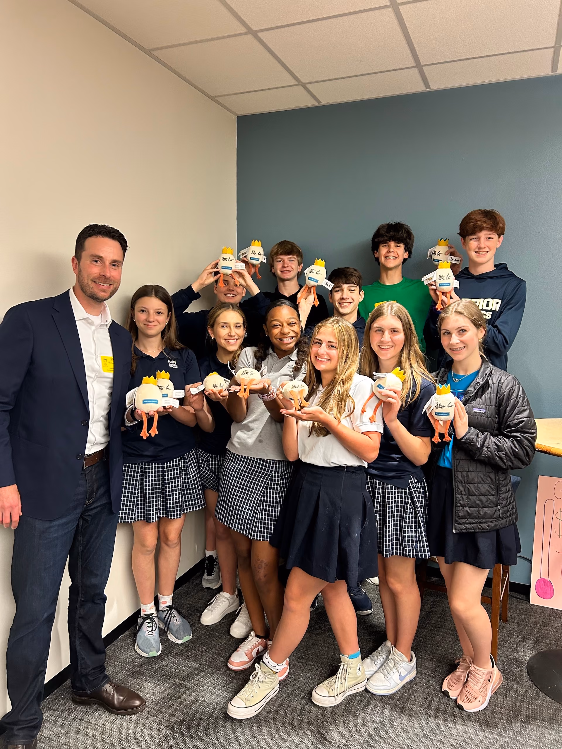 Students with Stephen, the founder