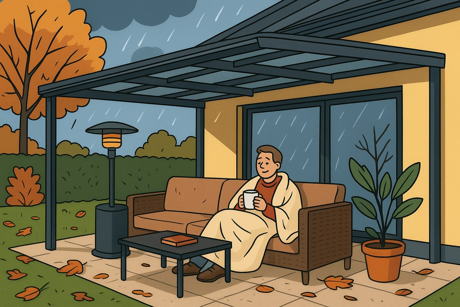 KI Bild Überdachung im Herbst