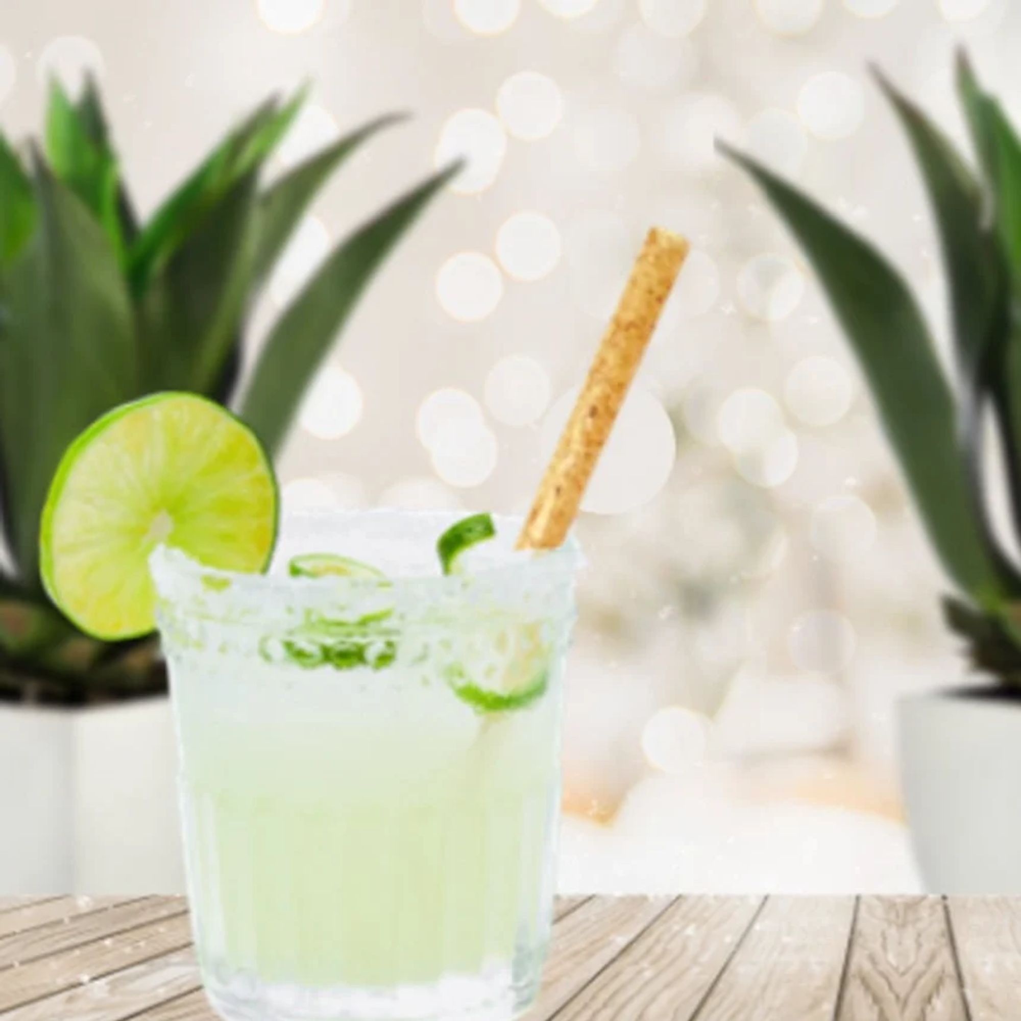 Agave drinking straw in a beverage