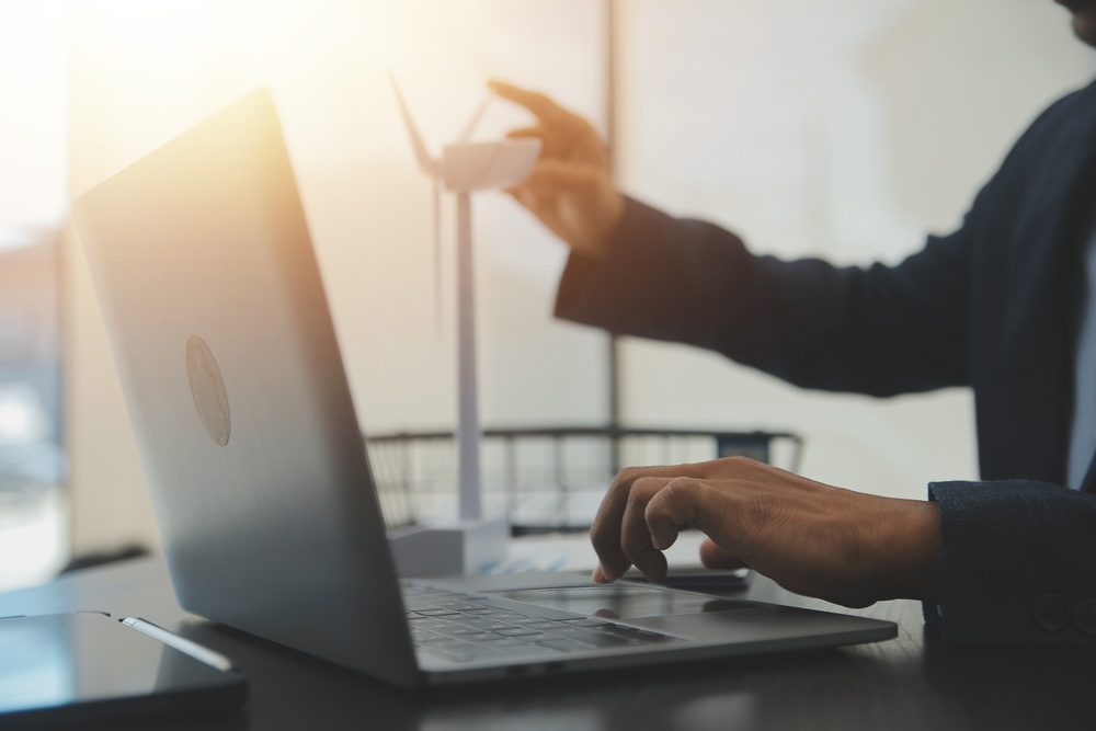 Business person working at laptop