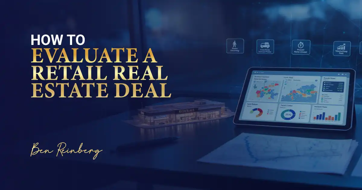 Tablet with charts and retail real estate model showing how to evaluate property deals