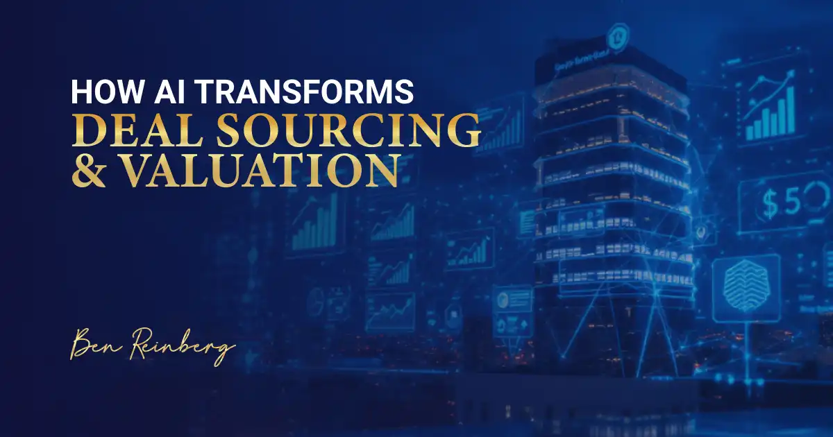 Blue digital skyscraper with glowing data charts, graphs, and AI-inspired visuals.