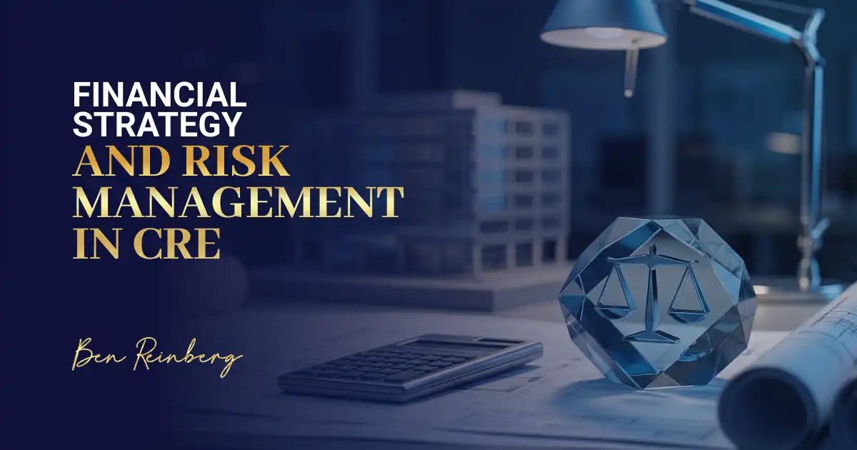 Desk scene with glass balance scale, calculator, blue architectural lighting.