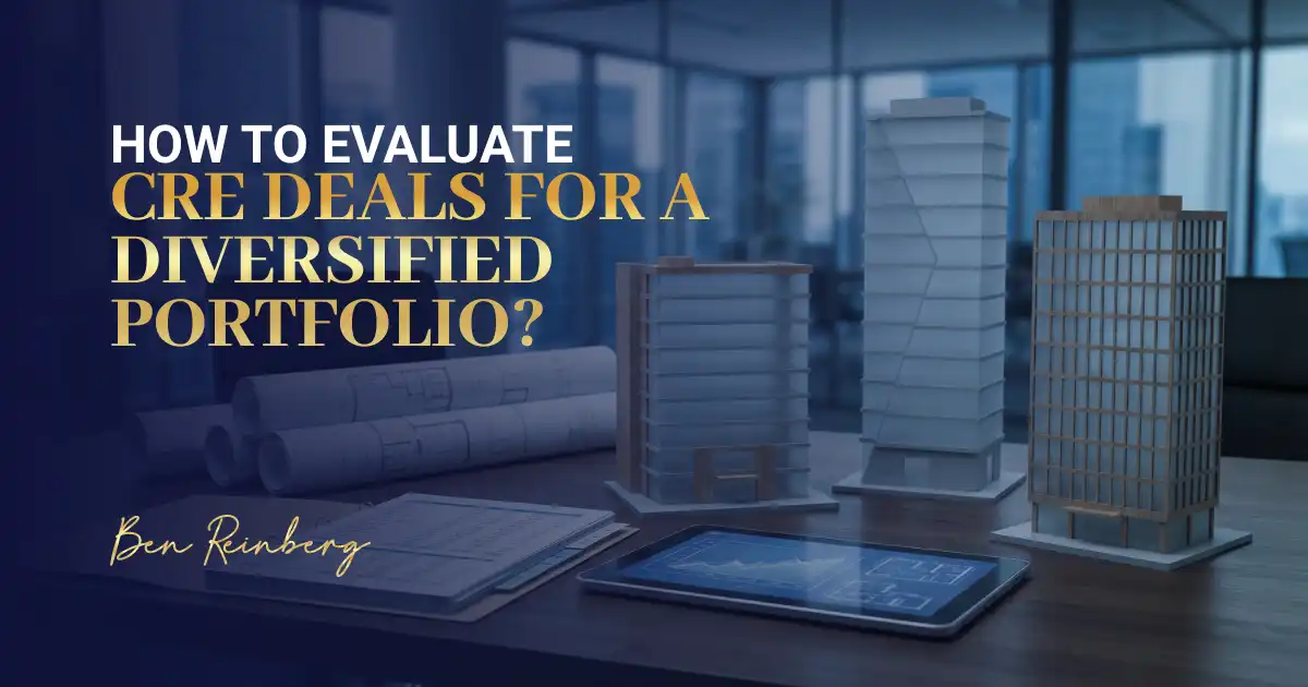 Commercial real estate portfolio design with CRE models, blueprints, data tablet