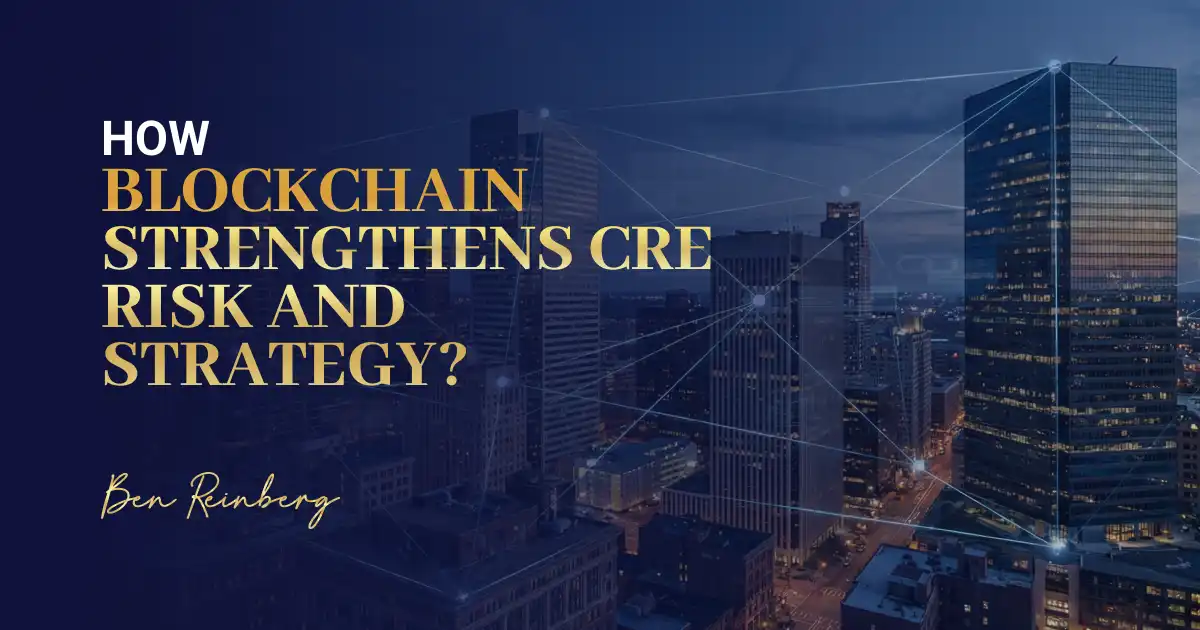 Nighttime city skyline with blue overlay, network lines, and gold headline text