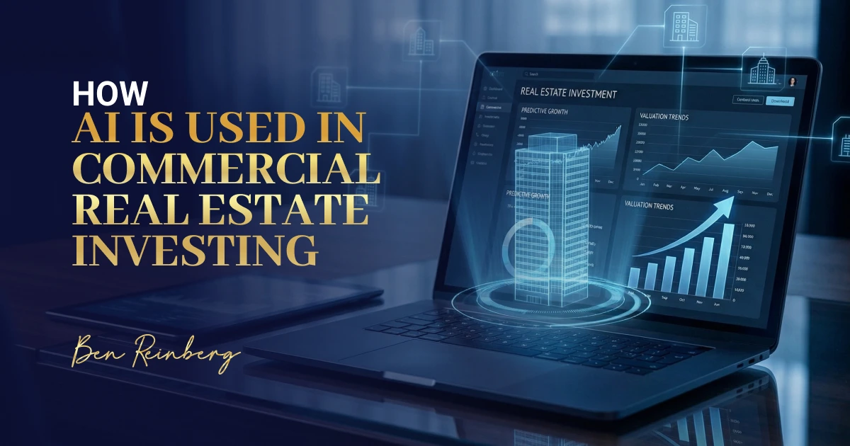 AI real estate investing dashboard showing predictive charts and digital building model