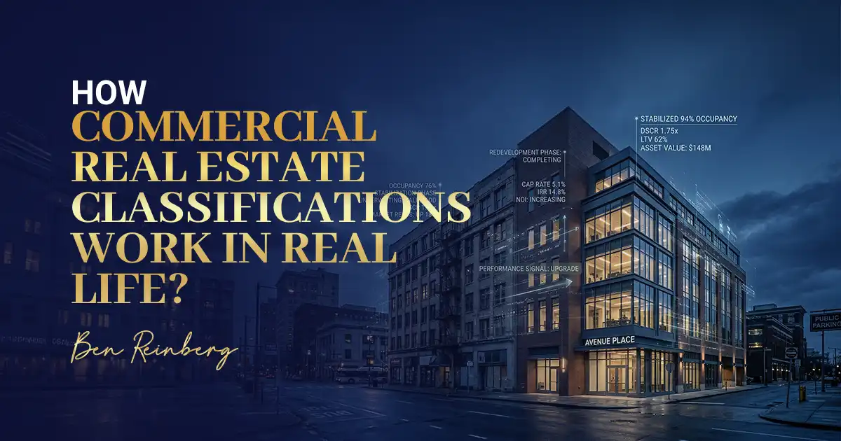 Night city skyline with financial data overlays showing property tiers and values