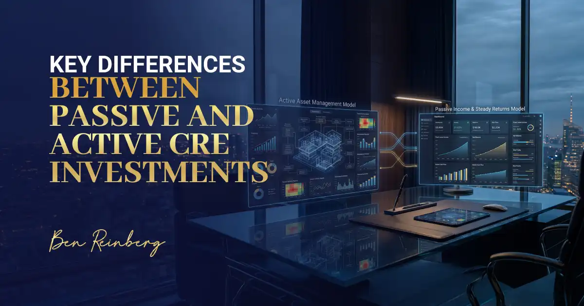 Desktop graphs showing key differences between passive and active real estate investment in CRE