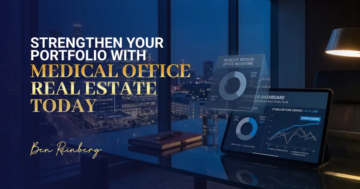 Office desk and investment charts showing medical office real estate growth