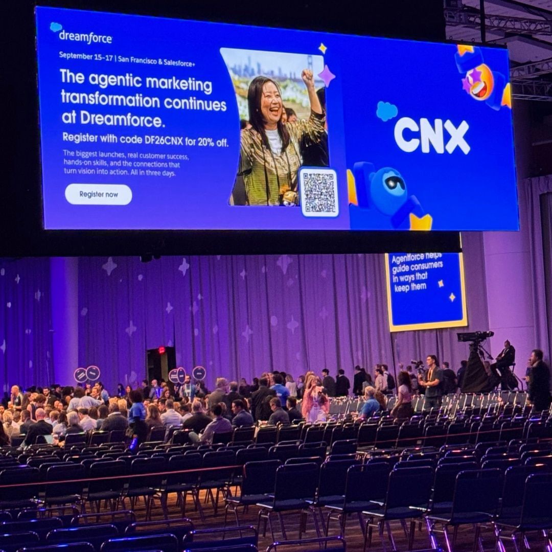 Salesforce Connections 2026 CNX registration screen on the show floor