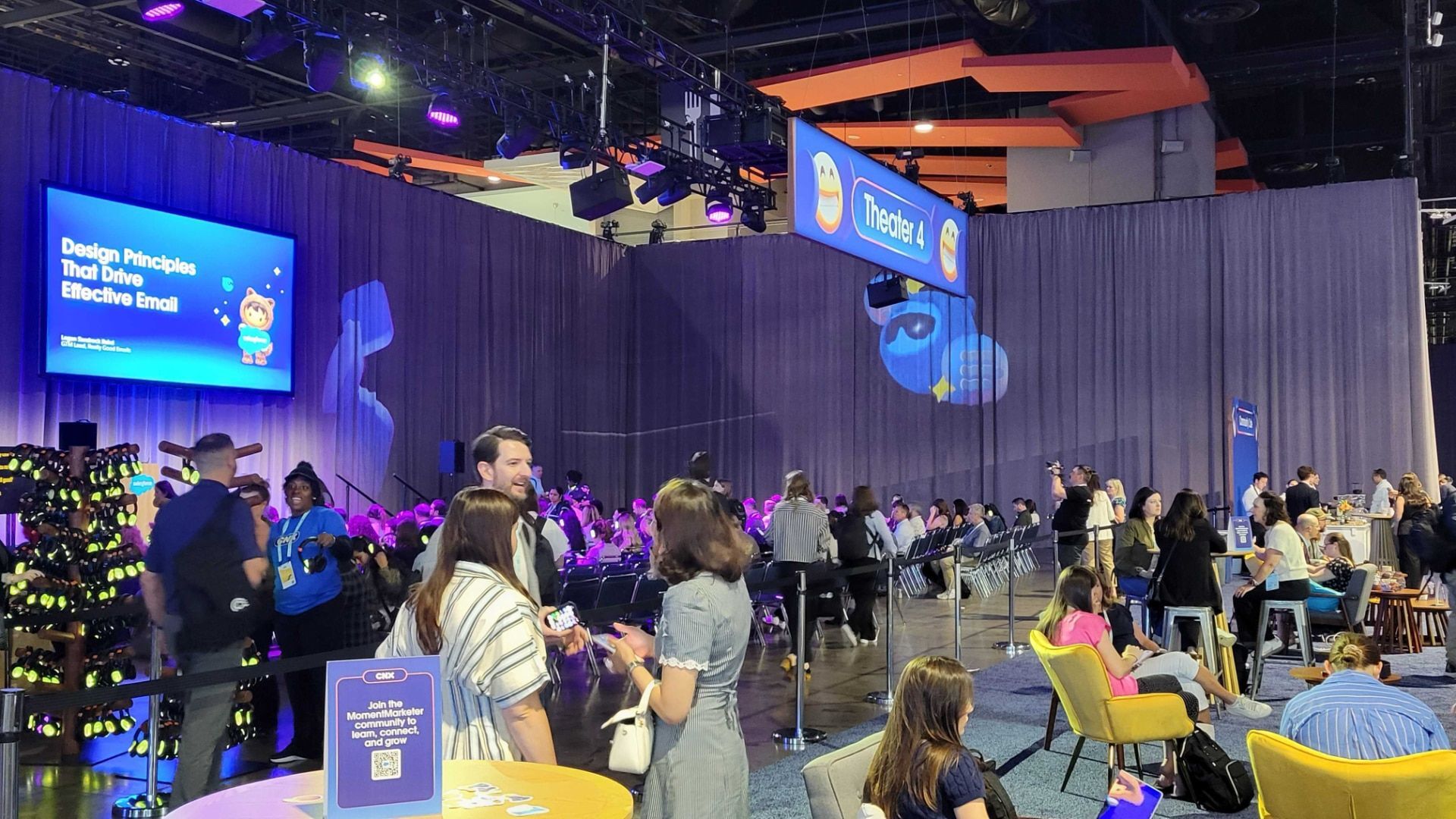 Attendees at the Theater 4 session area, Salesforce Connections 2026