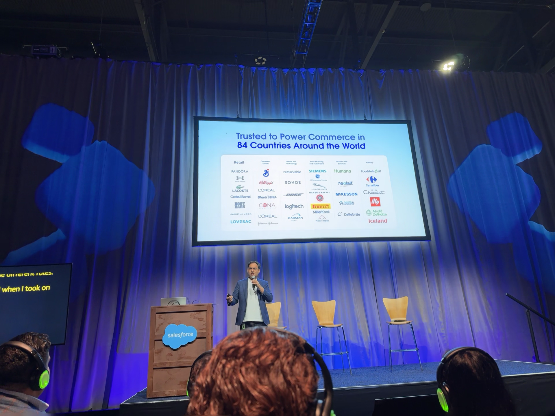 Slide showing Salesforce Commerce trusted in 84 countries around the world