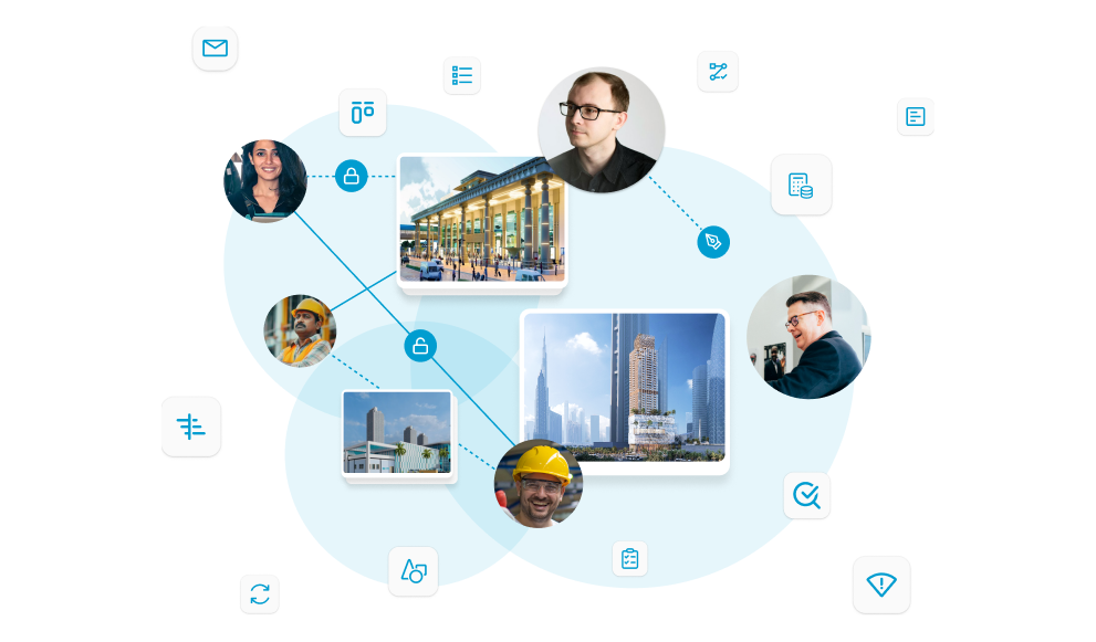Construction document management system centralizing project files across teams