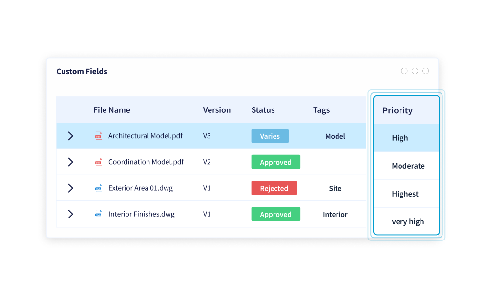 Metadata tagging and search classification for construction documents