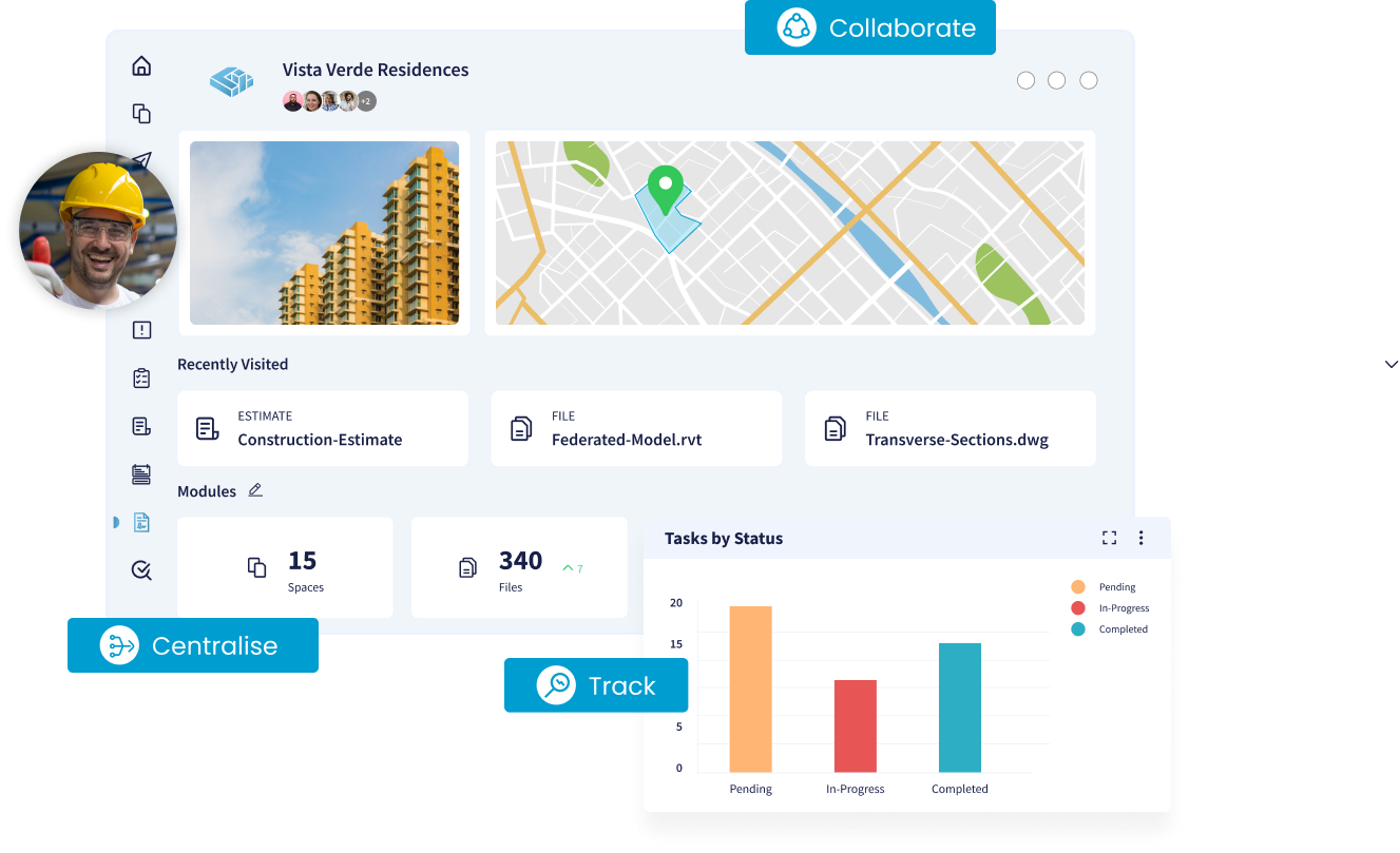 Easy-to-use construction management software interface for faster onboarding