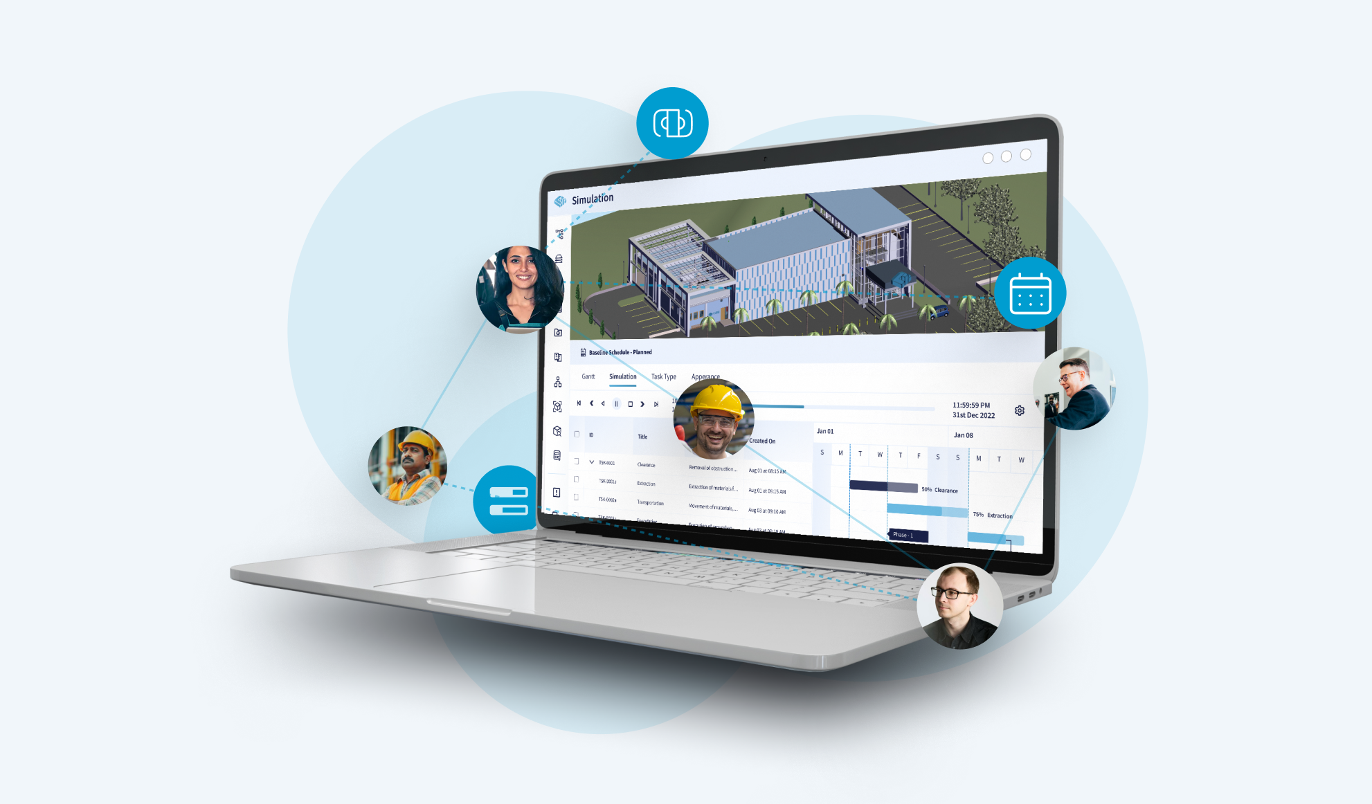 CUBE platform overview highlighting field-office coordination, security and analytics for BIM document management