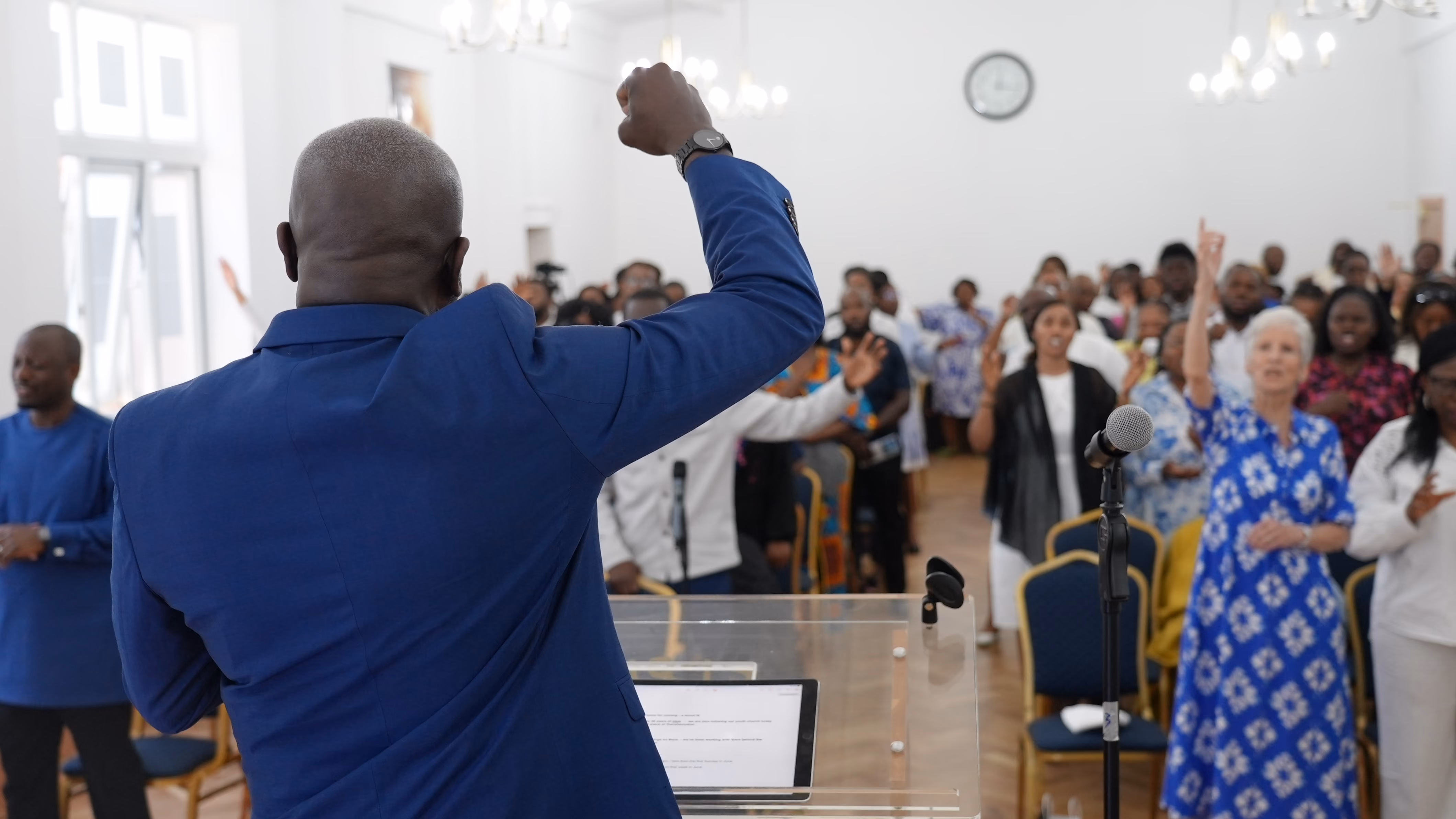 The Elpis Christian Ministries church family gathered together in Ilford