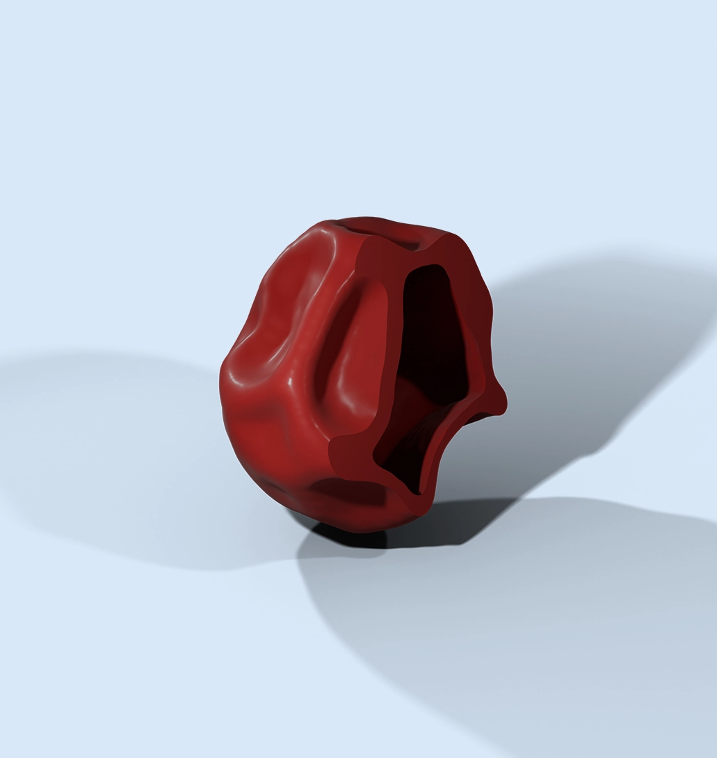 4K render of a spray dried dispersion particle cross-section revealing microstructure including particle size, wall thickness, and void spaces