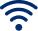 Blue WiFi signal icon with radiating curved bars.