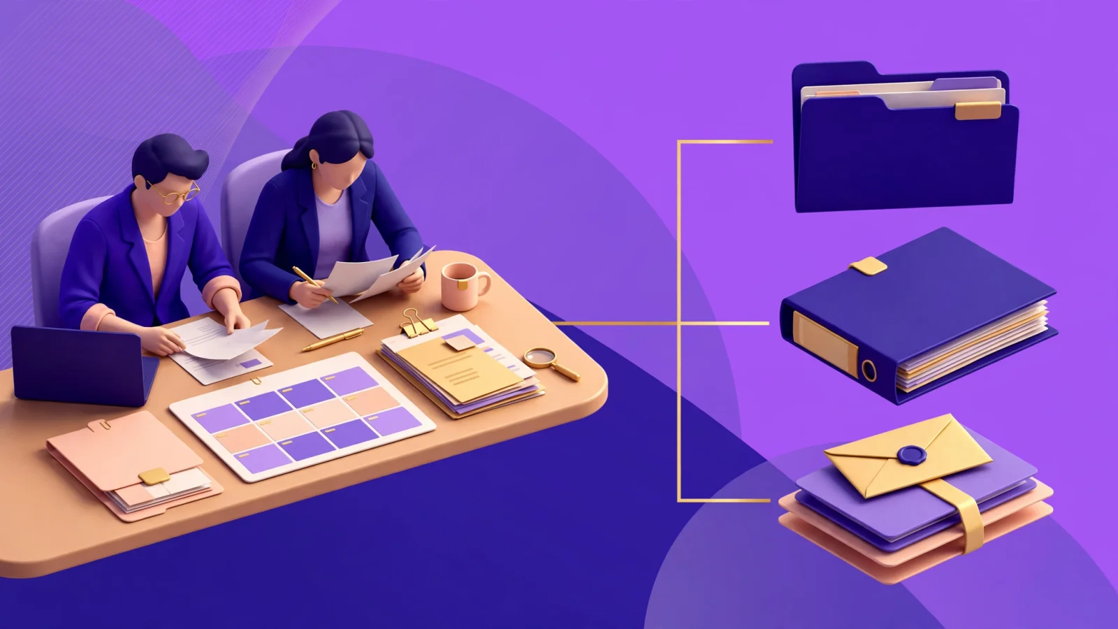 A manager and counsel reviewing a deal-specific folder, a capital-call calendar, and tax-reporting papers at a table, with a visual branching path toward an SPV, a venture fund, or a combined structure and no legible text.