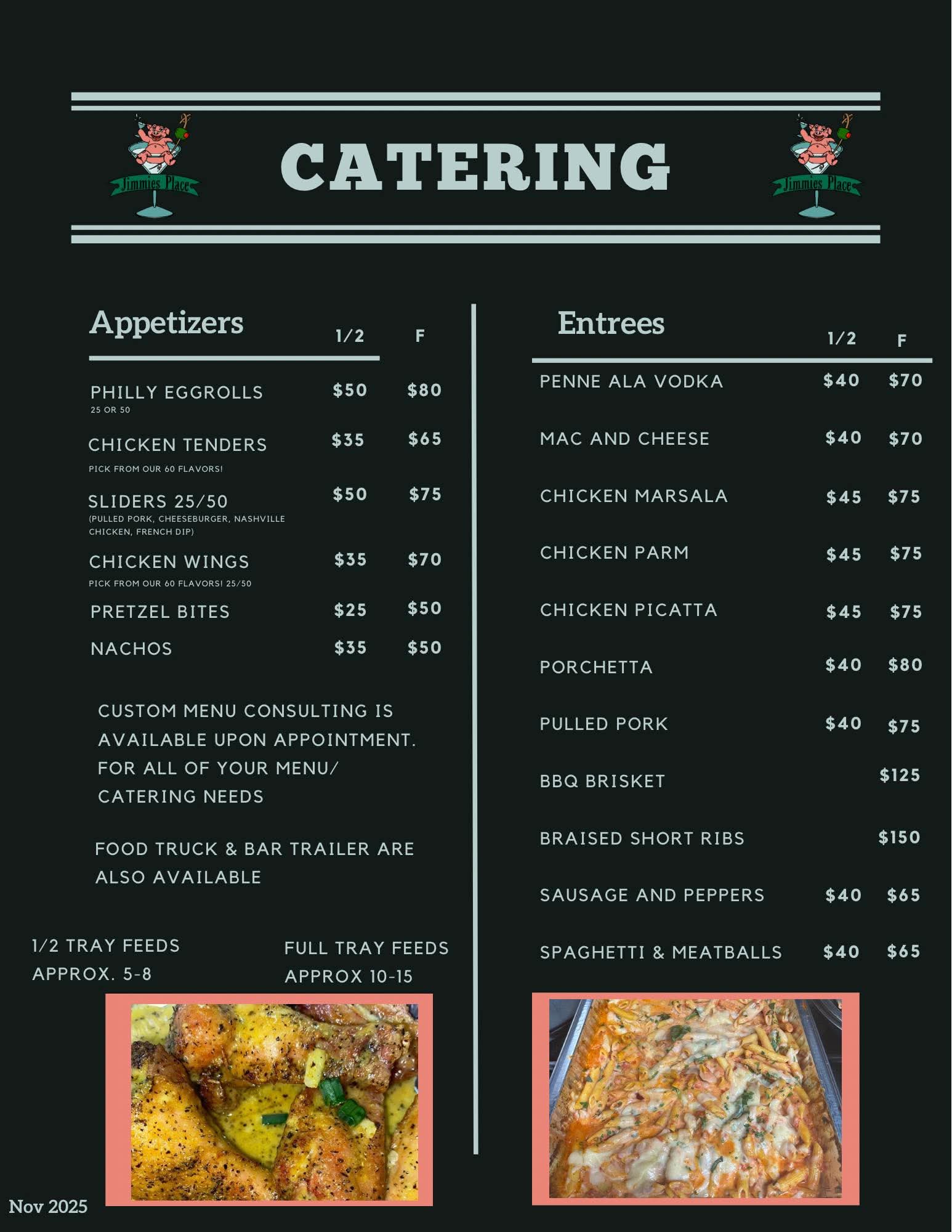 Jimmie's Place Catering Menu