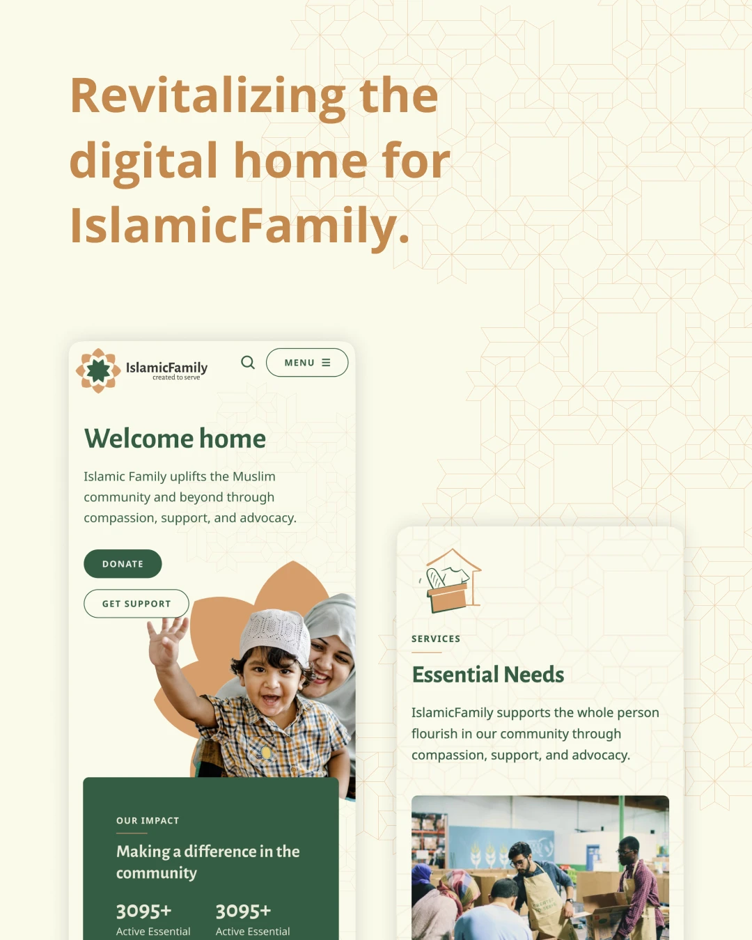 Image of mobile screens with Islamic Family website design